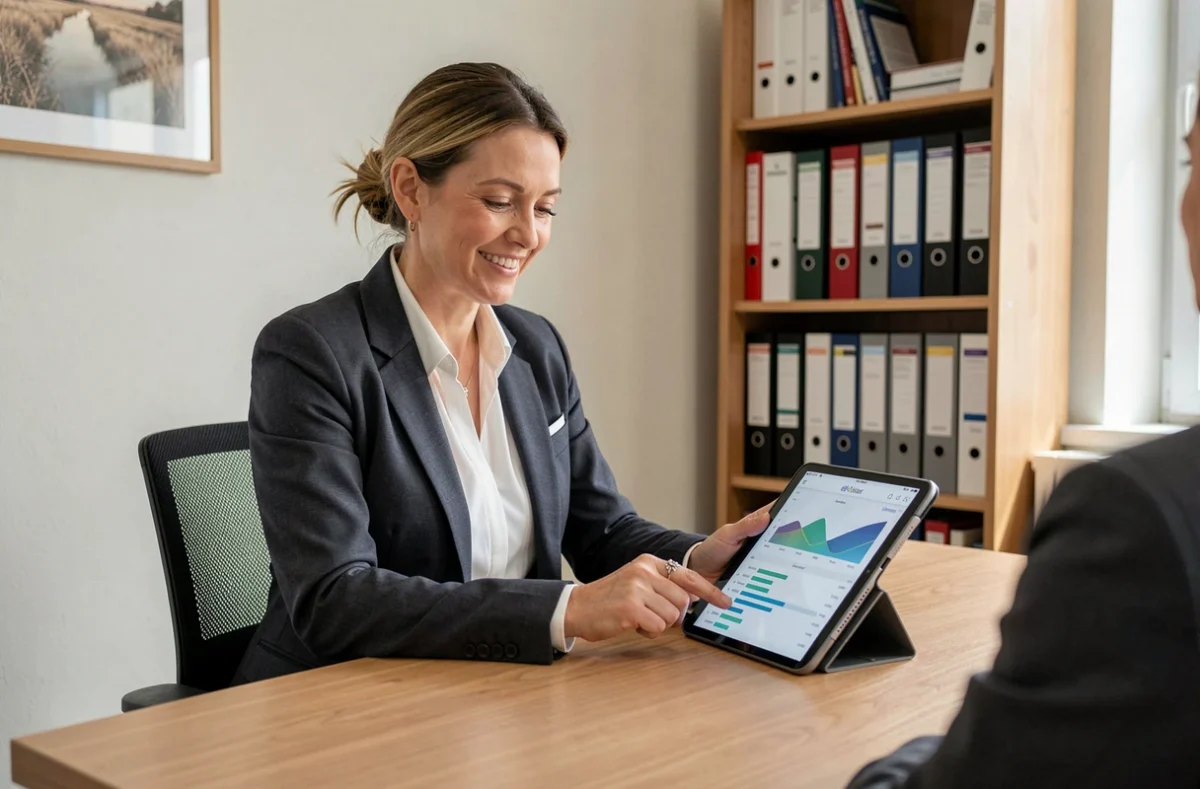 Courtière Assuréo accompagnant un client dans la gestion de son contrat d'assurance dans l'Oise