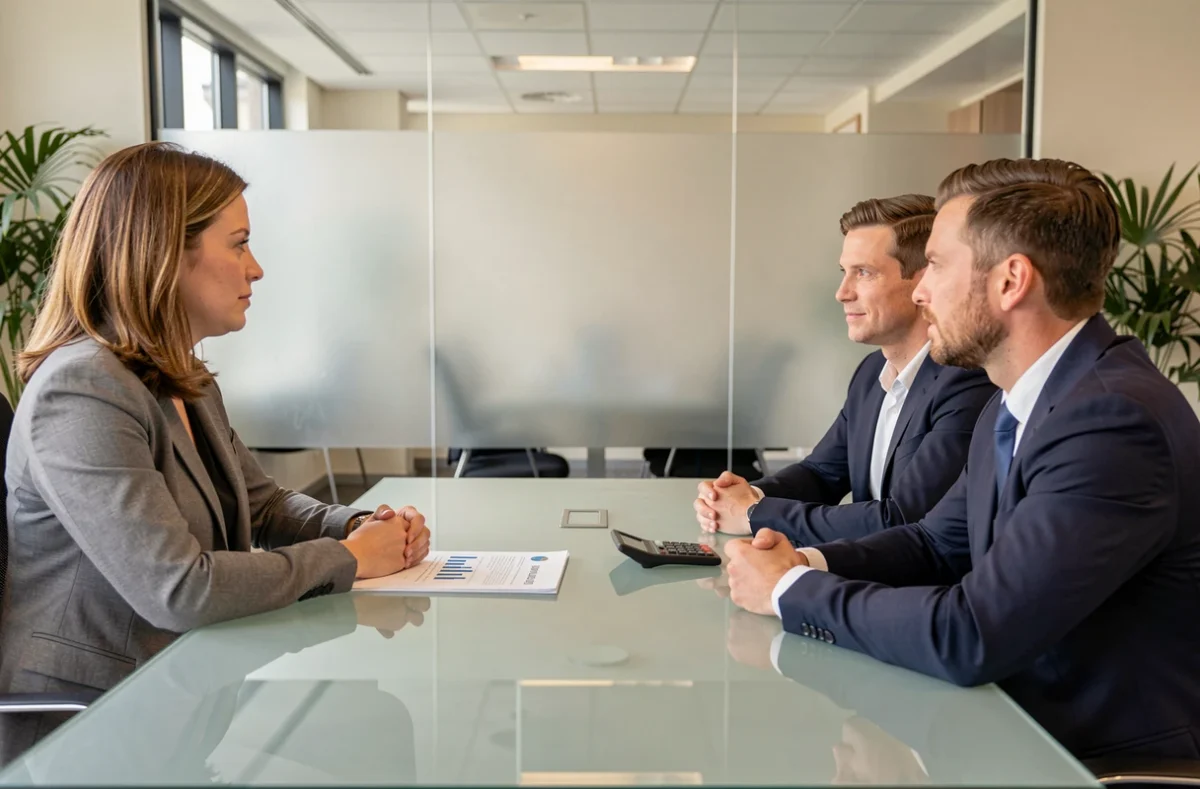 Conseiller de CG Finances présentant des solutions financières à des clients à Beauvais