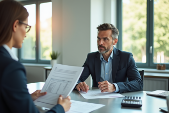 Professionnel confiant examinant des documents de prêt personnel