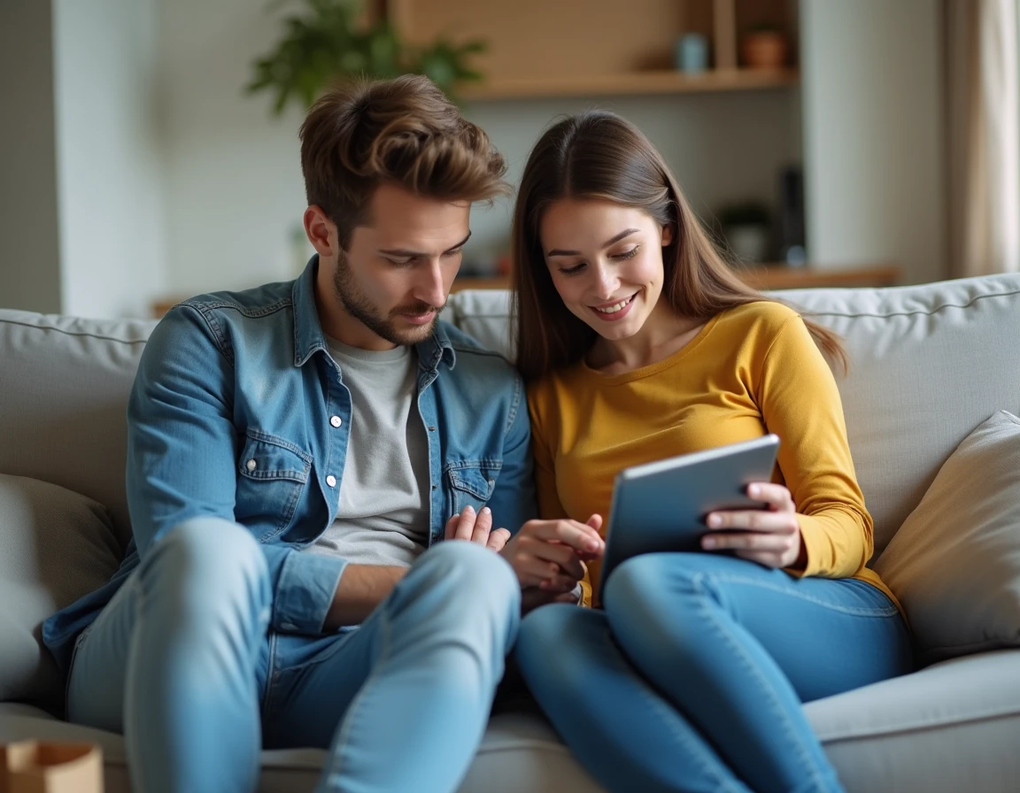Couple de jeunes actifs analysant leur budget mensuel et pouvoir d'achat avec un salaire brut de 2480 euros en 2026