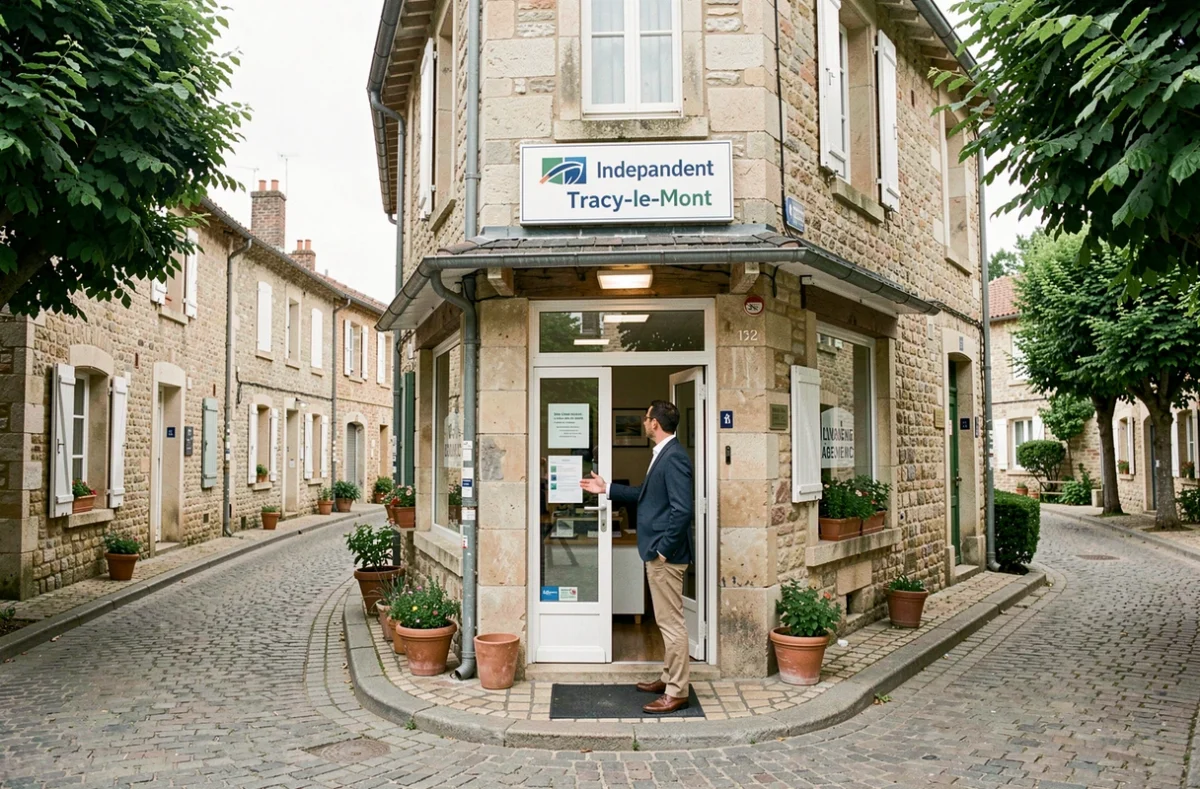 Agence CW Assurances accueillant un client dans le village de Tracy-le-Mont