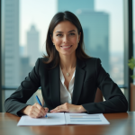 Femme d'affaires confiante dans un bureau moderne