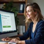 Femme au bureau regardant un formulaire CERFA sur son ordinateur