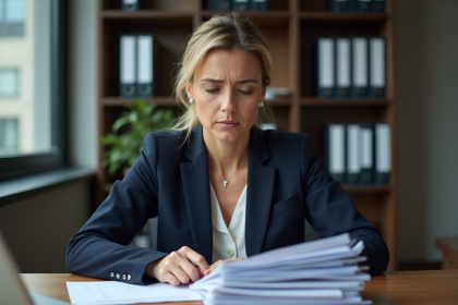 Femme professionnelle en bureau moderne avec papiers