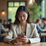 Jeune femme utilisant son smartphone pour sa wallet digitale