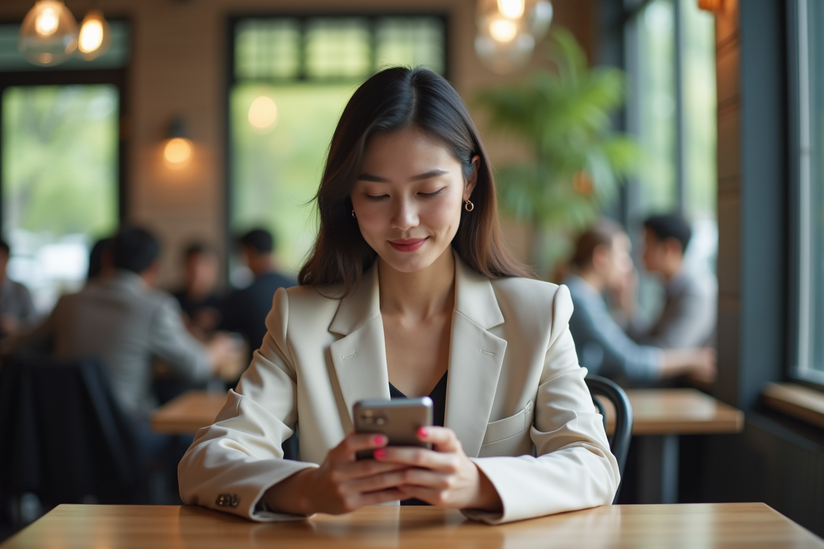 Jeune femme utilisant son smartphone pour sa wallet digitale