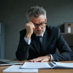 Homme d'affaires anxieux dans un bureau moderne