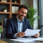 Homme d'affaires confiant dans un bureau moderne