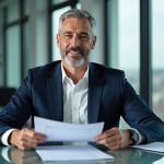Homme d'affaires confiant dans un bureau moderne