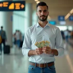 Jeune homme au Dubai avec des dirhams en main