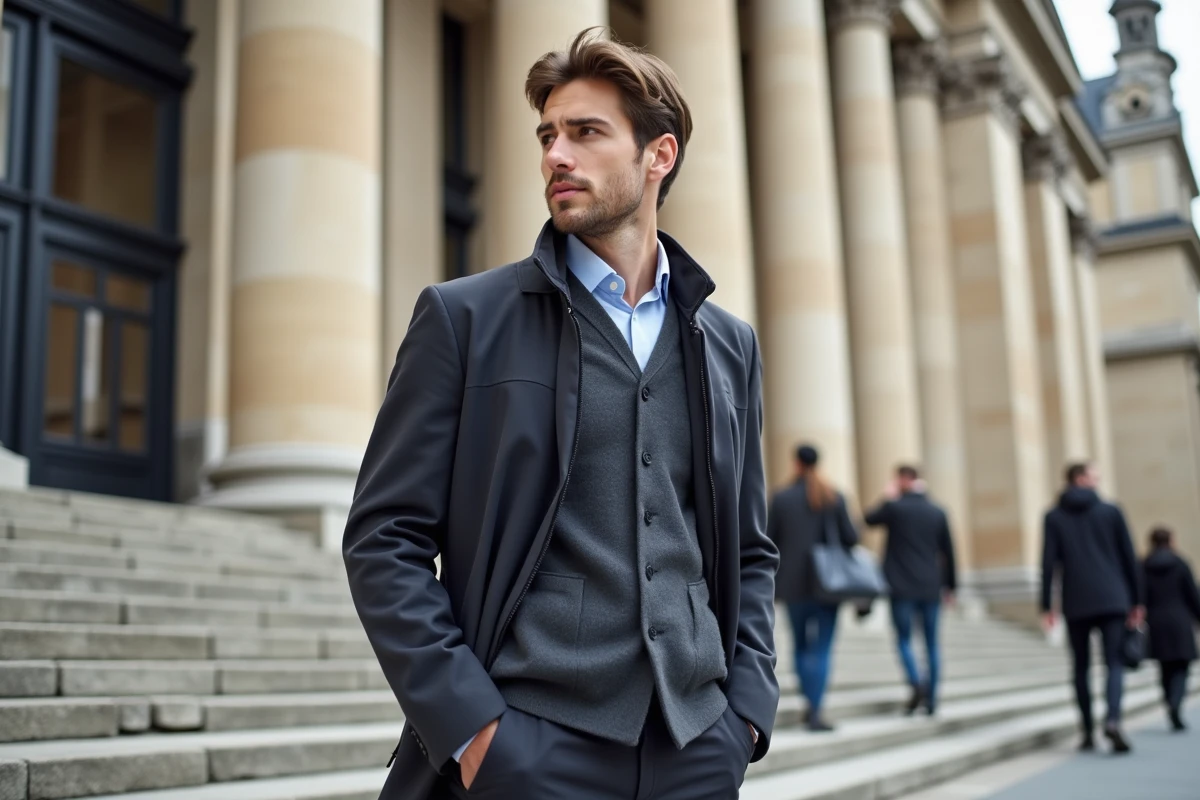 Jeune homme confiant devant l