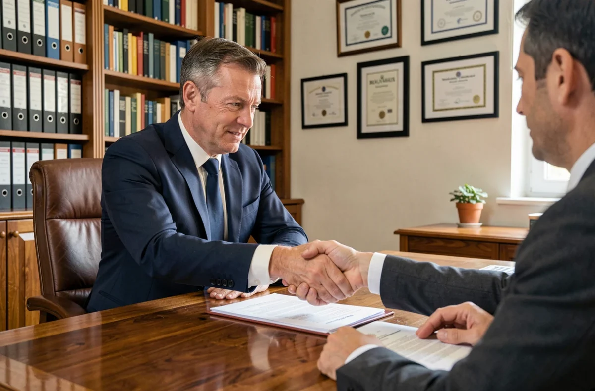 Courtier LGEA en assurance reçoit un client dans son bureau à Beauvais